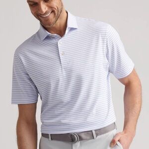 Peter Millar Performance Summer Comfort Polo Men’s Size XL Gray Blue Stripe Golf